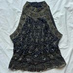 Adrianna Papell Papell Boutique Vintage 100% silk floral Bead and sequin detail halter Top Photo 0