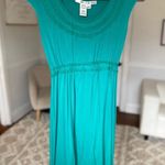 Max Studio  Empire Midi Dress Turquoise Teal Summer Spring Boho Buttery Soft Luxe Photo 1