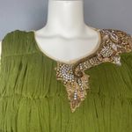 Indian Dress Rhinestones Floral Size XL Green Ruched Top Maxi Floral Embellished Photo 12