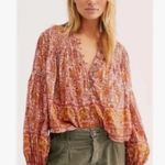Free People  Floral Blouse in Pink and Yellow Photo 2