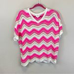 BiBi Pink Pointelle Slouchy‎ Beachy Short Sleeve Knit Top Size Small Photo 1