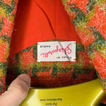 VTG Schiaparelli Paris Orange Green Jacket Coat Boxy Fit Glam Glamour Preppy Photo 2
