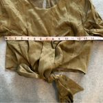 ZARA  Olive Green Satin Tie Front Bow Cropped blouse size XS Photo 4