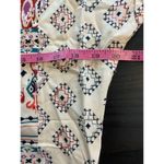 Angie  Boho Southwestern Geometric Print Beaded Peasant Top Medium Dolman Sleeves Photo 6