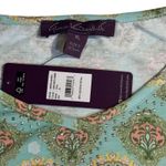 Gloria Vanderbilt  Women's XL Aqua Mist Combo Printed‎ Embellished Top Photo 2