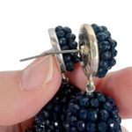 J.Crew Navy Blue Faceted Mini Beaded Tassel Pierced Earrings Photo 9