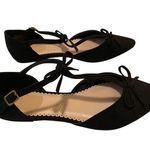 Venus Faux Suede Pointed Toe Flats Bow Shoes Ankle Straps Formal Black Size 8.5 Photo 2