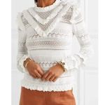 Ulla Johnson | S | Knit Ruffle Sweater Top Crochet Pullover Lace Eyelet Women's Photo 0