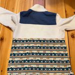 L.L. Bean Aztec Sweater Fleece Sherpa Hybrid Pullover Blue Size L Photo 6