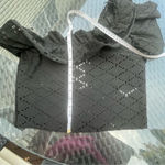 ZARA RUFFLED ASYMMETRIC TOP BLACK EYELET Size L Photo 10