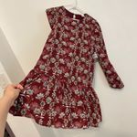 Caslon NEW NWT Floral Print Long Sleeve Drop Waist Mini Dress Burgundy Maroon S Photo 10