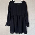 BCBGeneration  Ruffle Sleeve Gingham Black Long Sleeve Babydoll Mini Dress Medium Photo 4