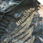 Affliction  S Rhinestone Wing Bleach Wash Graphic Tee‎ Bikercore Grunge Moto Punk Photo 2