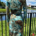 Cache turquoise, brown, white, animal leopard floral print dress Sz 2 Photo 10