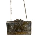 None Vintage Peacock Flower Engraved Brass Pillow Purse Chain Strap 7" x 4.5" Photo 6