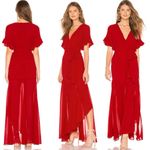 Privacy Please  Revolve Dress Red Lobster Maxi XS Ruffle Sleeve Gown‎ NO BELT Photo 1