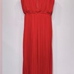 YA Los Angeles Coral Red Plisse Pleated Maxi Dress Pleated Bodice from ModCloth Photo 1