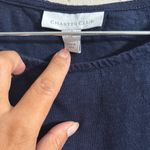 Charter Club  Navy Top with White Floral Trim Photo 4