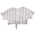 Wild Honey  - Striped Tie Front Crop Top in White Red & Blue Photo 2