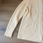 Lands' End Cream Full Zip Cable Knit chunky cotton Sweater size large Photo 2