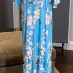Women’s Casual Long Dress Short Sleeved Floral Print Maxi Large New in Packaging Blue Photo 0