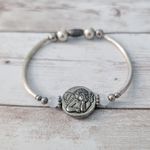 Stretch Bracelet Silver Tone with Cherub Charm Photo 1