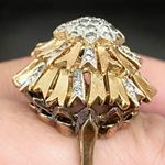 Vintage STER SHANK Signed Sterling Silver over Gold CZ Cocktail Ring Size 6 Photo 7