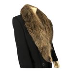 Perry Ellis Vintage 1960's-70's Fur Trimmed long black wool coat size 10 Photo 3