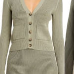 ANINE BING  Layla Ribbed Cardigan‎ Sweater Button Front Olive Green Size Small Photo 0