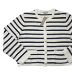 J.Crew NWT Emilie Sweater Lady Jacket in Ivory Navy Stripe Knit Cardigan L Photo 1