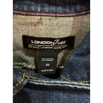 London Jean Double Breasted Denim Jacket Blue Yellow Stitching Women's XS Photo 7