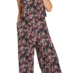 Leota  Black Skyler Cropped in Confetti Floral Purple Jumpsuit, S Photo 2