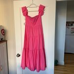 STAUD Elio Button Down Off the Shoulder Midi Dress in PINK PLUMERIA Size 0 NWT Photo 3