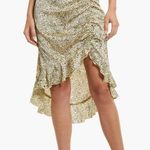 VERO MODA Ruched Asymmetrical Satin Animal Print Skirt Size Small Photo 0