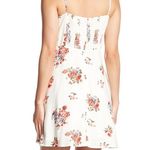 Socialite  Smocked Back Skater Dress M Ivory Floral Mini Flowered Photo 2