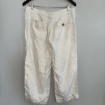 Liz Claiborne Lizwear By 100% Linen Cropped Pants Sz 12 Beige Cream Pockets Photo 2
