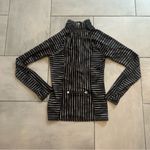 Athleta  Half-Zip Pullover Top in Black and White Stripes Photo 2