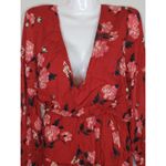 Valencia & Vine Red Floral Mini Blouson Tiered Dress Medium NWT Summer Chic Boho Photo 2