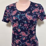 Lands' End Women's Supima Cotton Sleep Dress, Blue Floral paisley size Small Photo 1