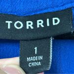 Torrid {1X}  Crinkle Gauze Lace Up Royal Blue Women's Long Sleeve Top Photo 3