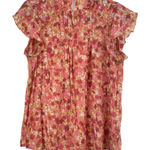 Nanette Lepore Nanette Lapore Orange Pink Ditsy Floral Ruffled Blouse Womens M Coquette Girly Photo 0