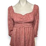 Pink Lily | Textured Floral Long Sleeve Cinched Bust Smocked Mini Tiered Dress L Photo 7