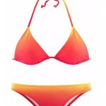 Women's Sexy Bikini Swimsuit Halter Split Gradient Color Red Size M Photo 1