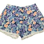 Vintage Floral High Rise Denim Shorts 28 Blue Lace Trim Pockets Belt Loops Zip Photo 0