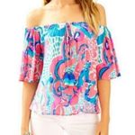 Lilly Pulitzer Sain Off The Sholder Top In Coral Reef I'm So Jelly Photo 0