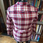 Gap  S fitted boyfriend red plaid flannel button down shirt Photo 1