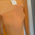 ZARA  women’s RUCHED TULLE TOP SEMI-SHEER Orange color long sleeve top small Photo 2