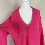 Pilcro  Bright Pink V-neck Pull Over Cotton Blend Sweater Oversized‎ Size Small Photo 4