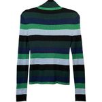 STAUD  Ken Striped Roll Neck Merino Wool Sweater Blue, Black, Green -  Medium Photo 4