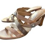 Brighton Rebel Neutral Slip On Kitten Heel Sandals Strappy Tan Formal Shoes 8M Photo 0